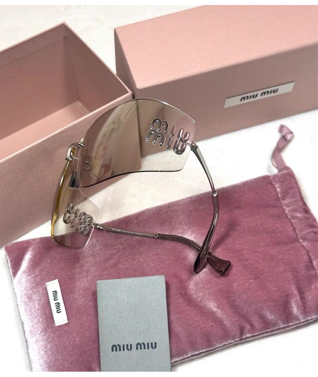 MIU MIU Золотые металлические солнцезащитные очки, фото 4