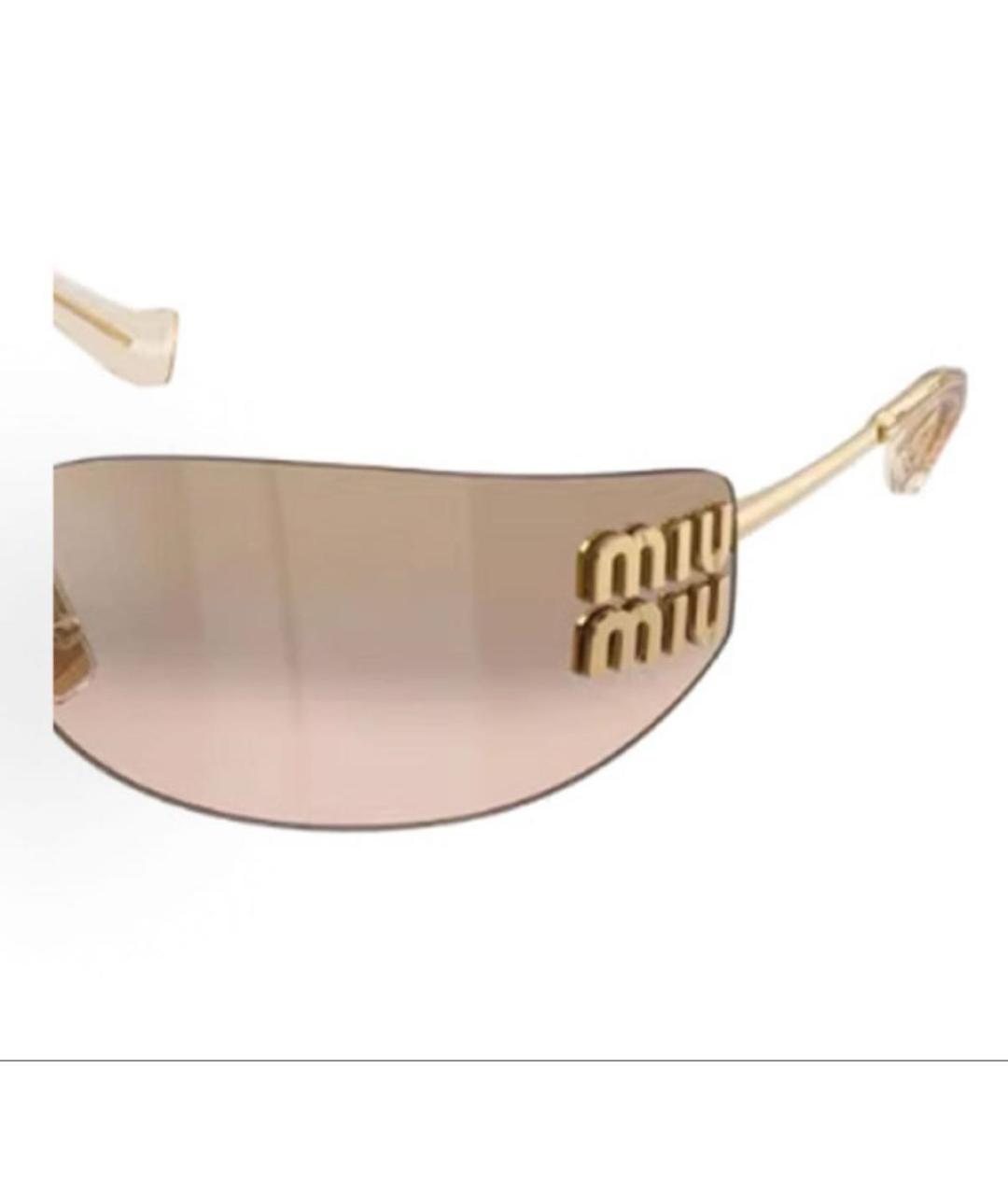 MIU MIU Золотые металлические солнцезащитные очки, фото 2