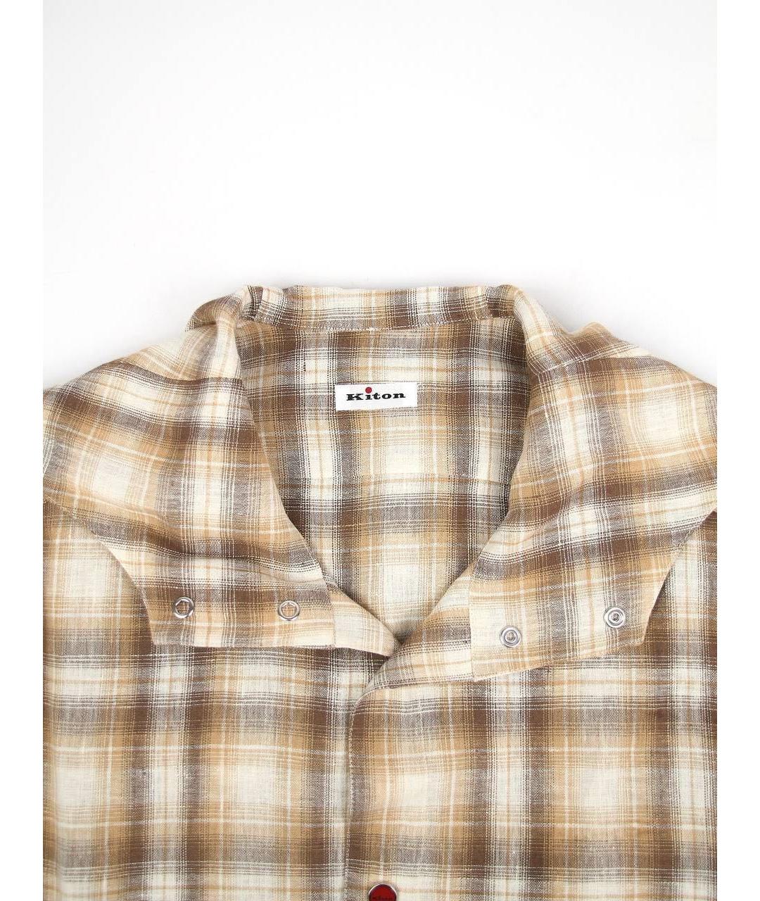 KITON Коричневая льняная кэжуал рубашка, фото 4