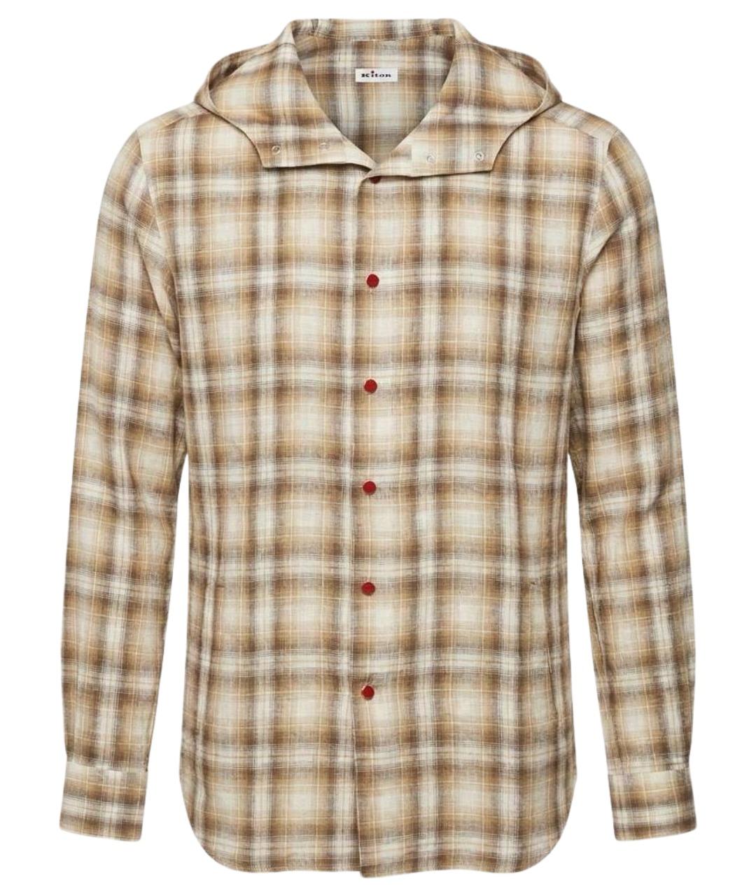 KITON Коричневая льняная кэжуал рубашка, фото 1