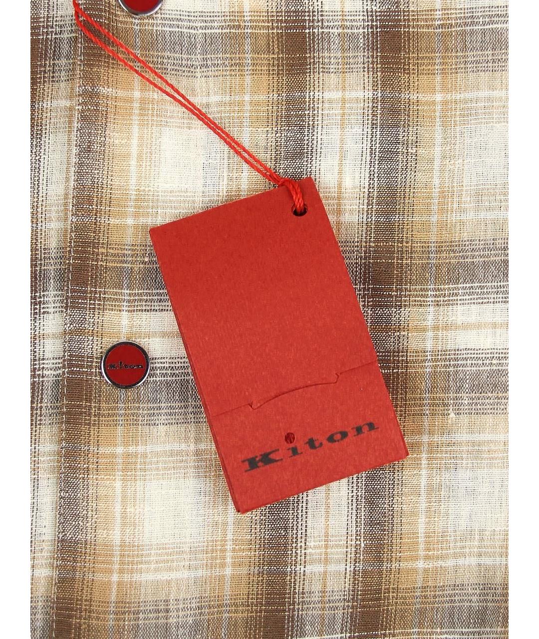 KITON Коричневая льняная кэжуал рубашка, фото 3