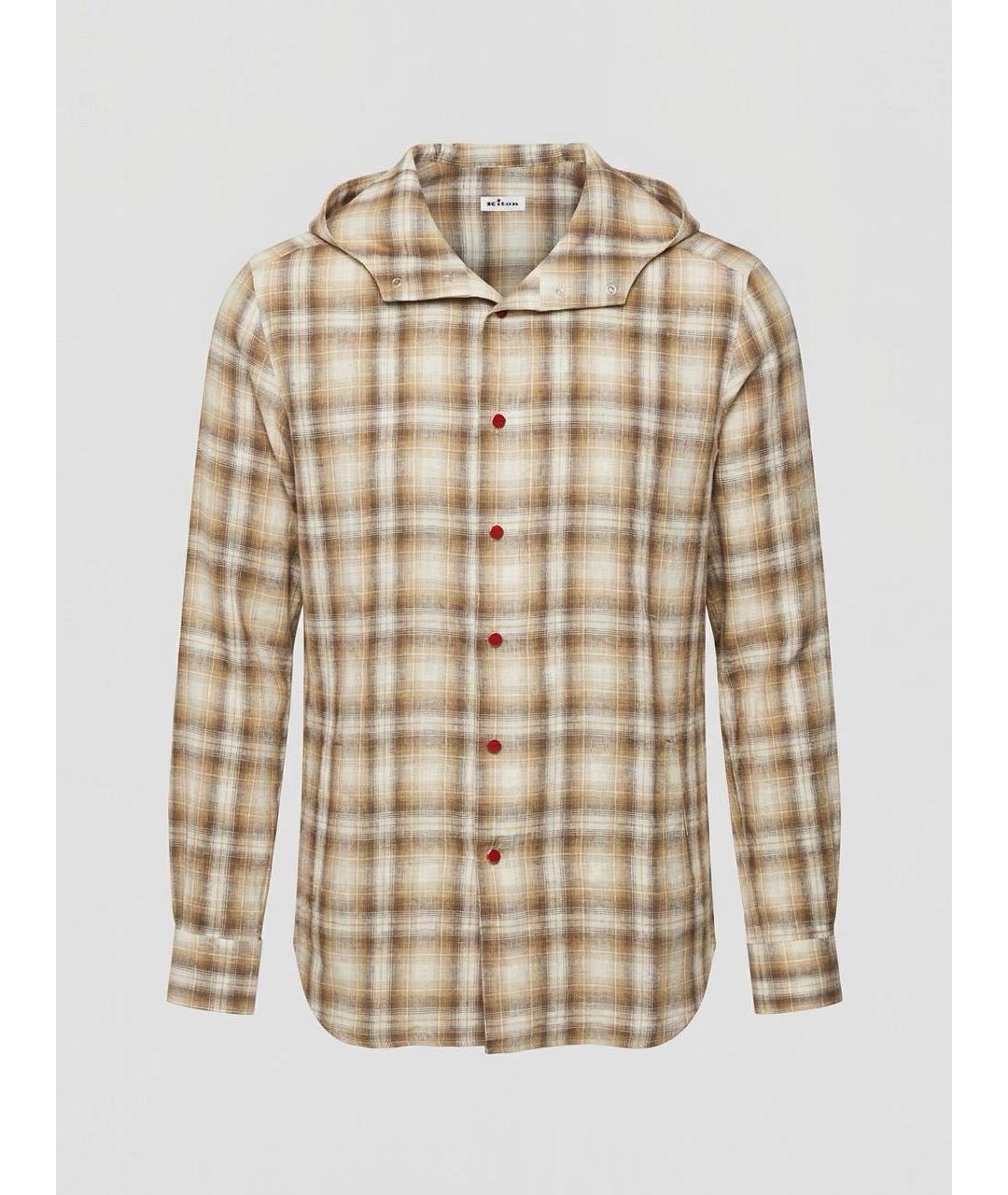 KITON Коричневая льняная кэжуал рубашка, фото 9