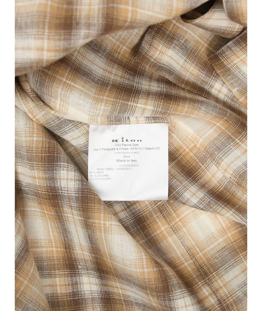 KITON Коричневая льняная кэжуал рубашка, фото 5