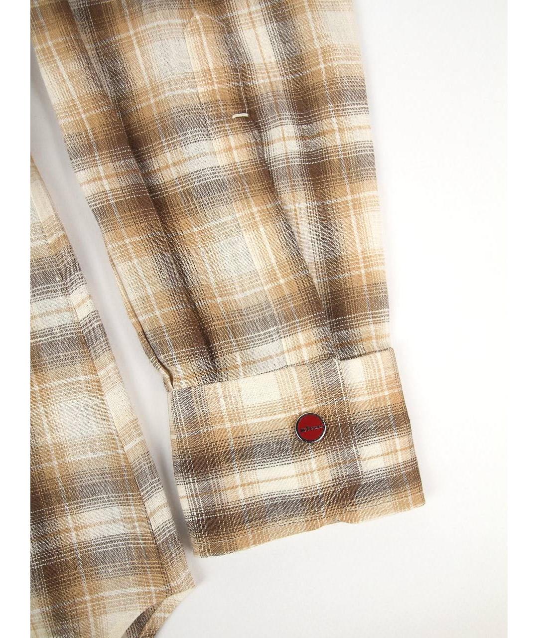 KITON Коричневая льняная кэжуал рубашка, фото 7