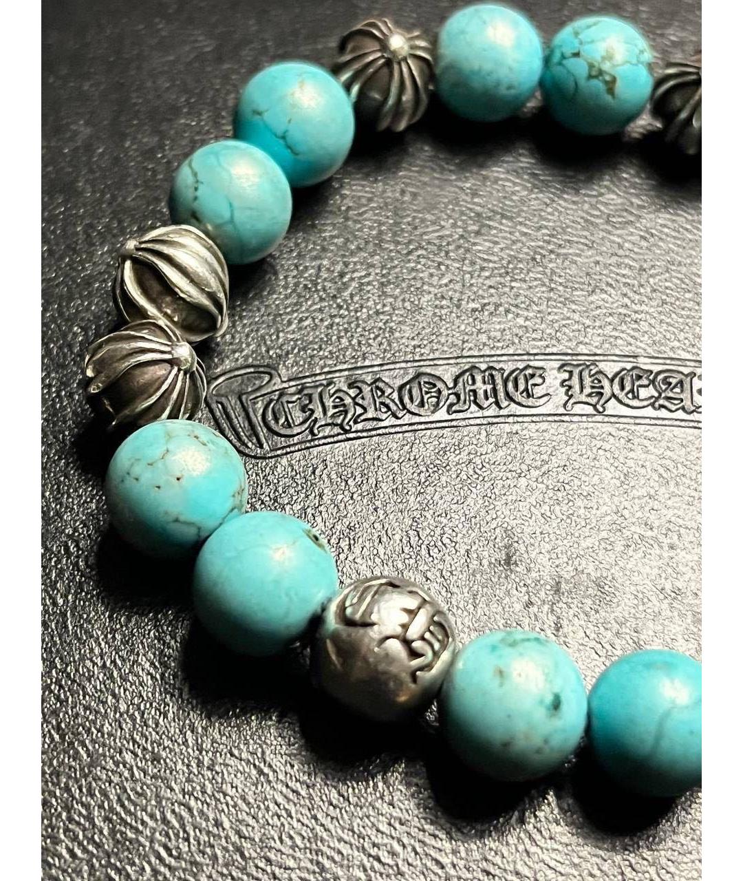 CHROME HEARTS Бирюзовый серебряный браслет, фото 2