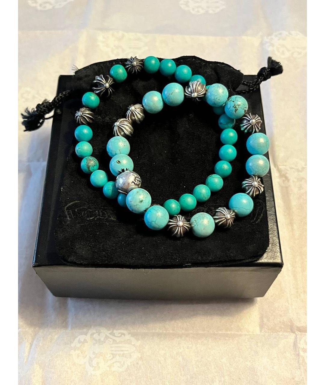 CHROME HEARTS Бирюзовый серебряный браслет, фото 4