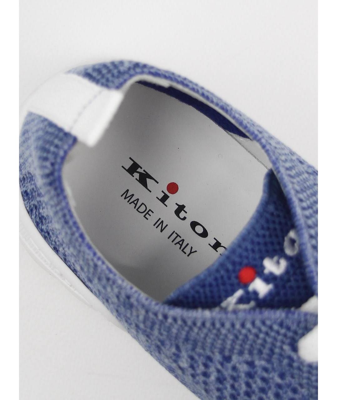 KITON Синие текстильные низкие кроссовки / кеды, фото 3