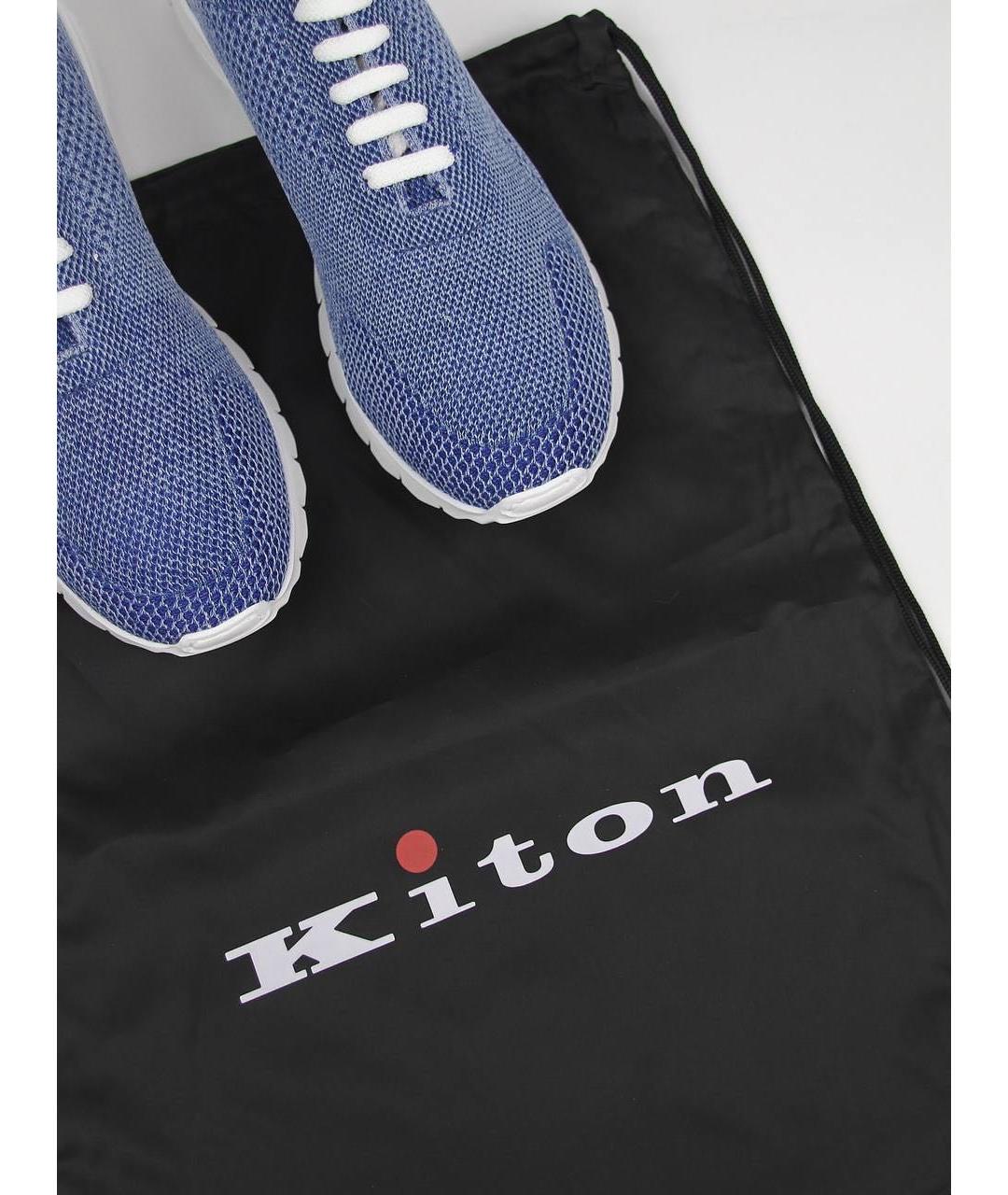 KITON Синие текстильные низкие кроссовки / кеды, фото 8