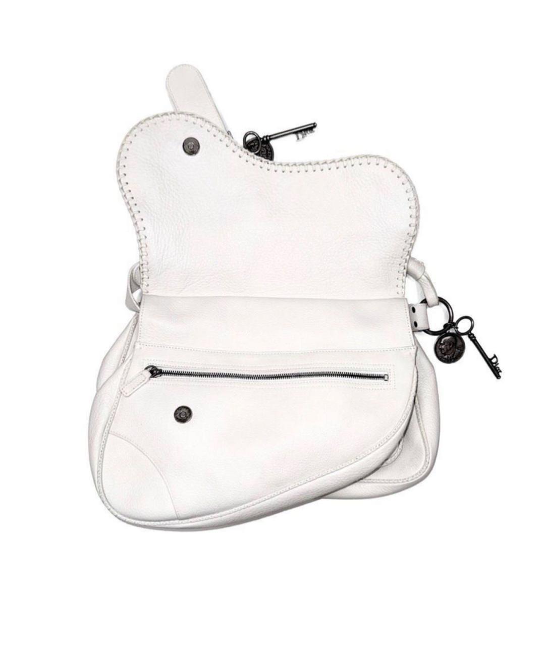 CHRISTIAN DIOR Белая кожаная сумка с короткими ручками, фото 3