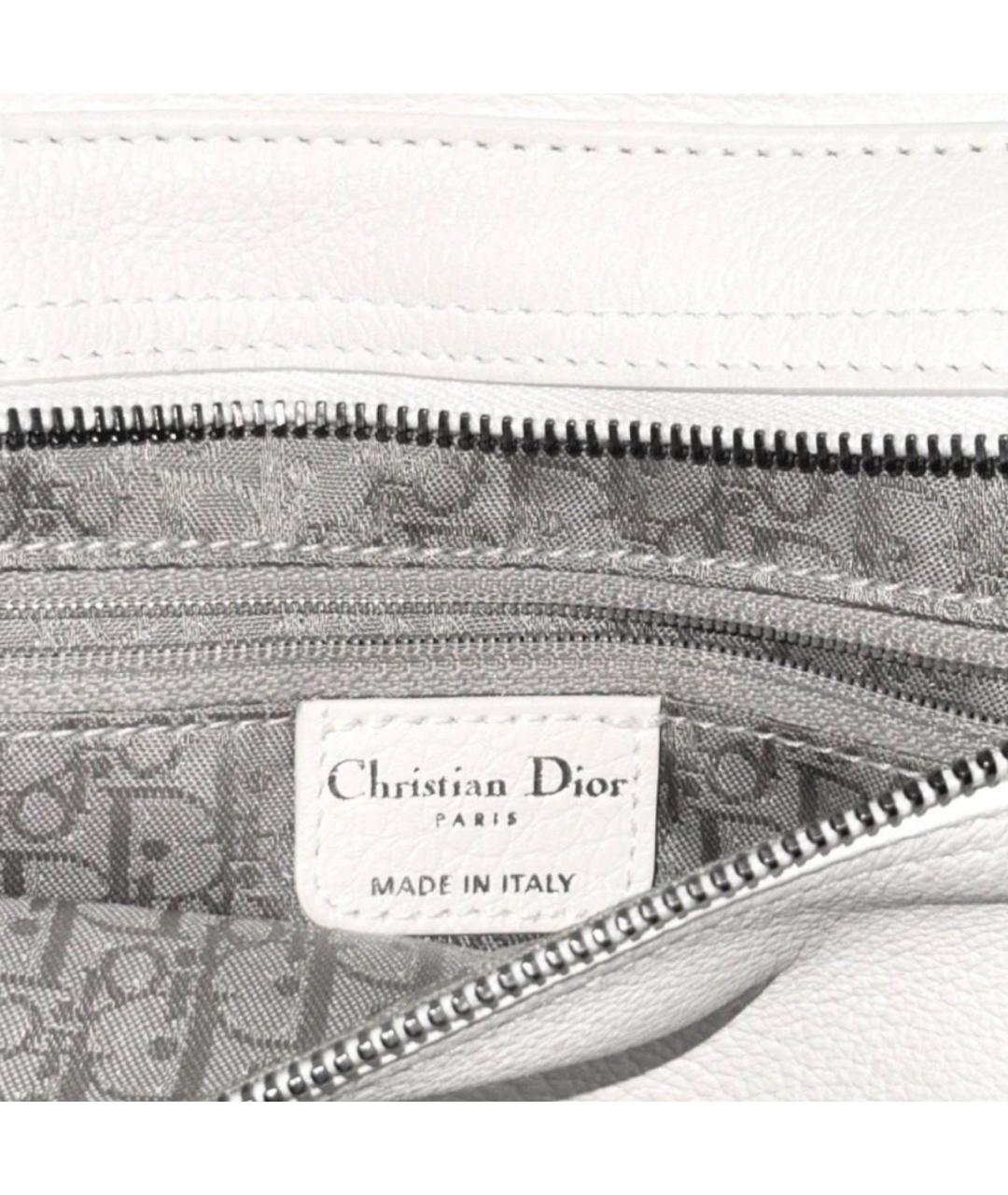 CHRISTIAN DIOR Белая кожаная сумка с короткими ручками, фото 4