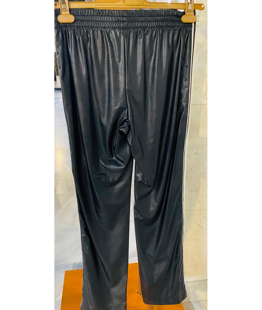 ERMANNO FIRENZE Черные кожаные прямые брюки, фото 2