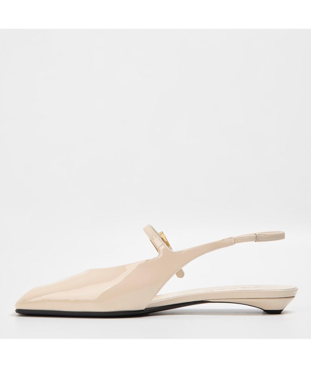 PRADA Бежевые босоножки из лакированной кожи, фото 3