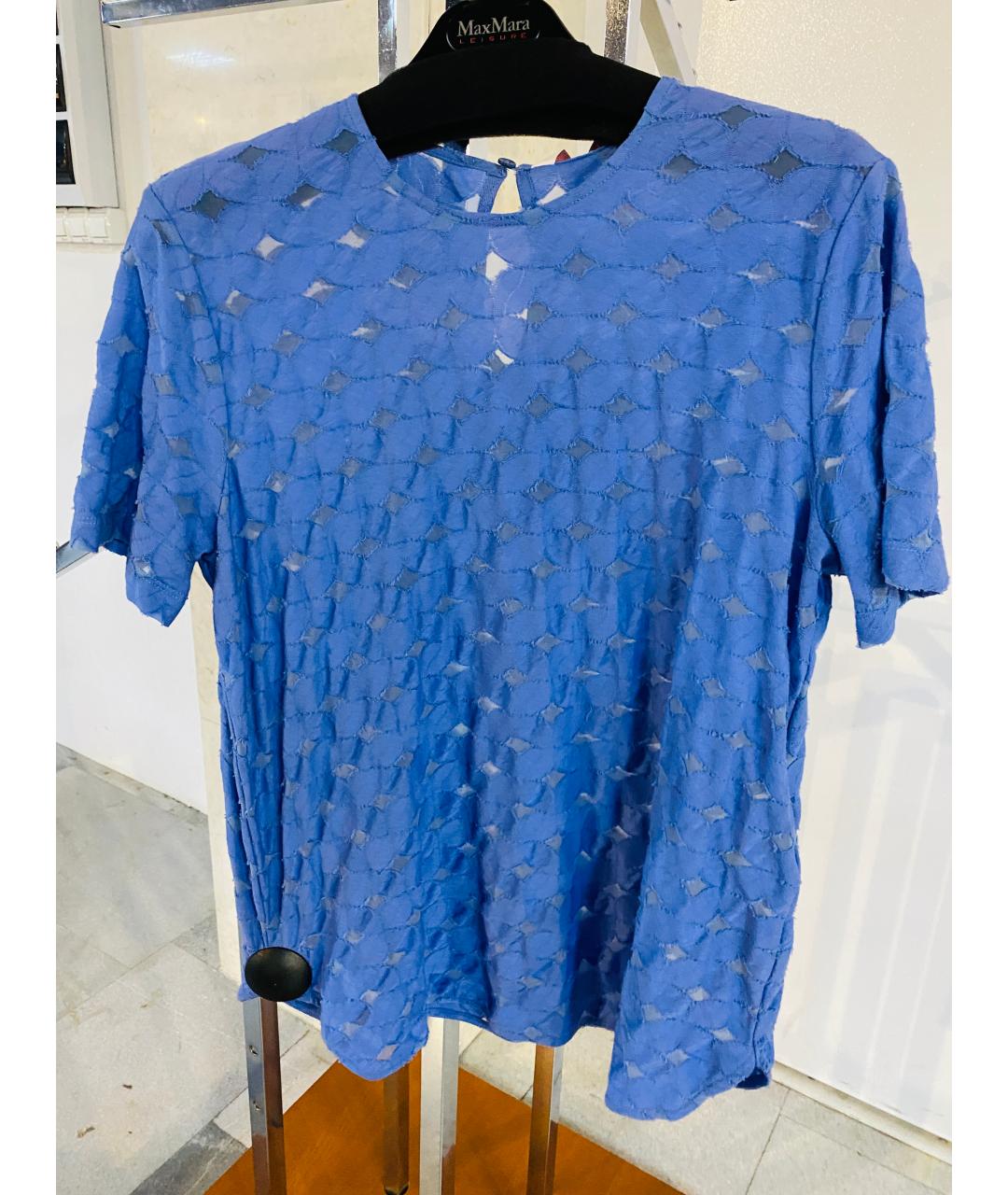 MAX MARA Голубая вискозная блузы, фото 6