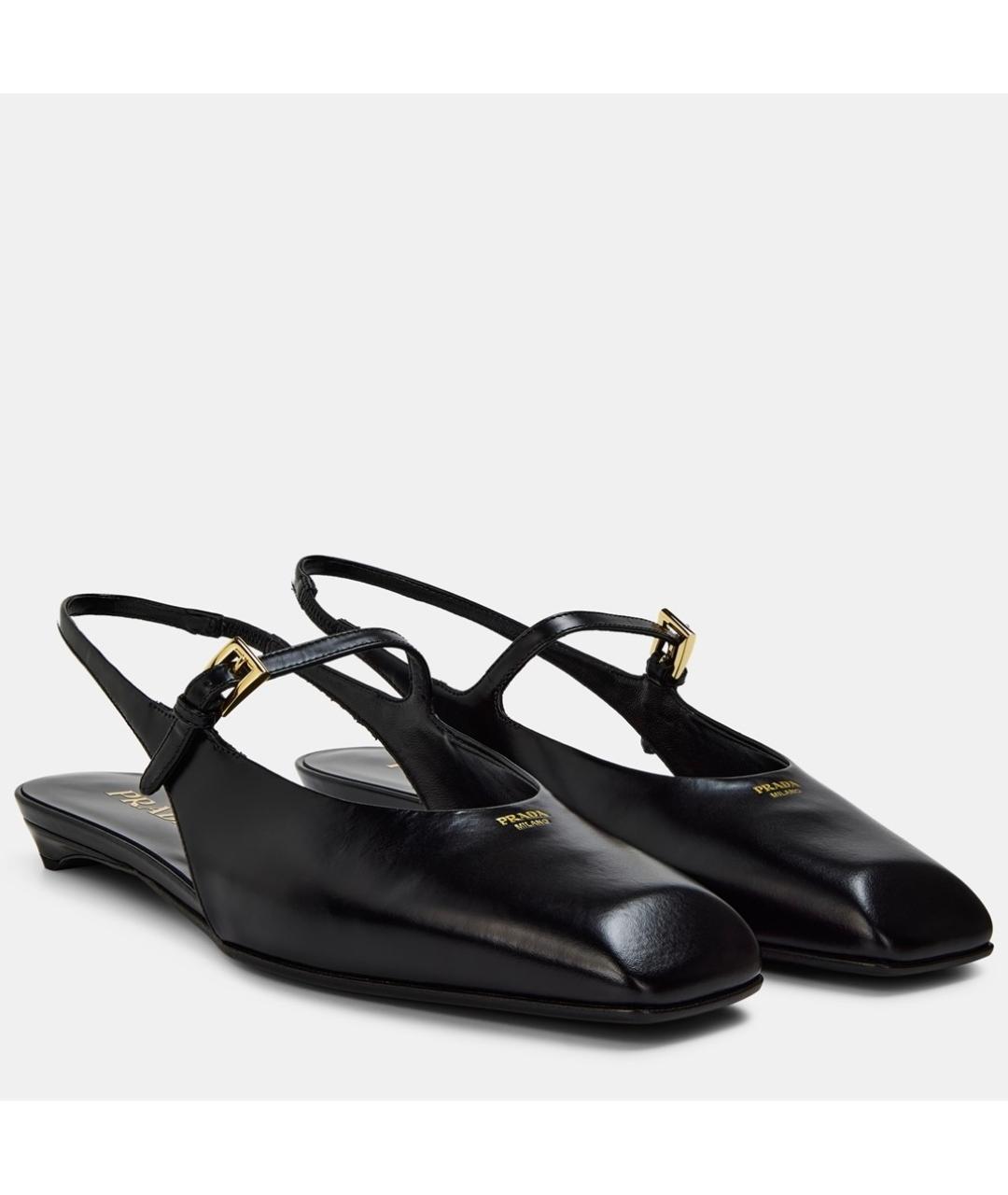 PRADA Черные кожаные босоножки, фото 2