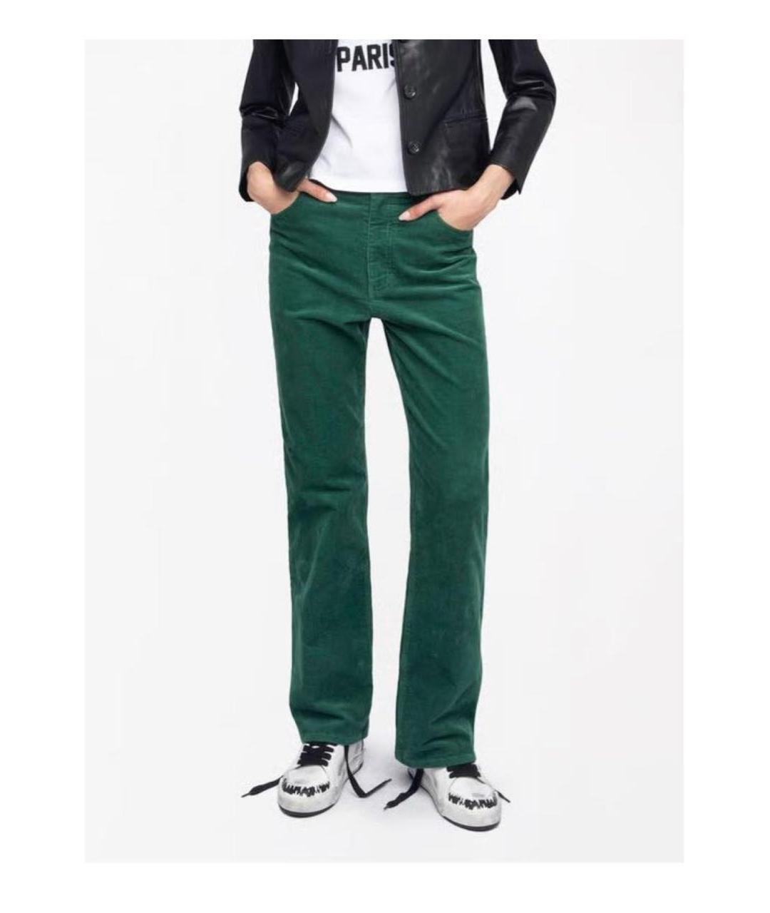 ZADIG & VOLTAIRE Зеленые хлопковые брюки широкие, фото 2