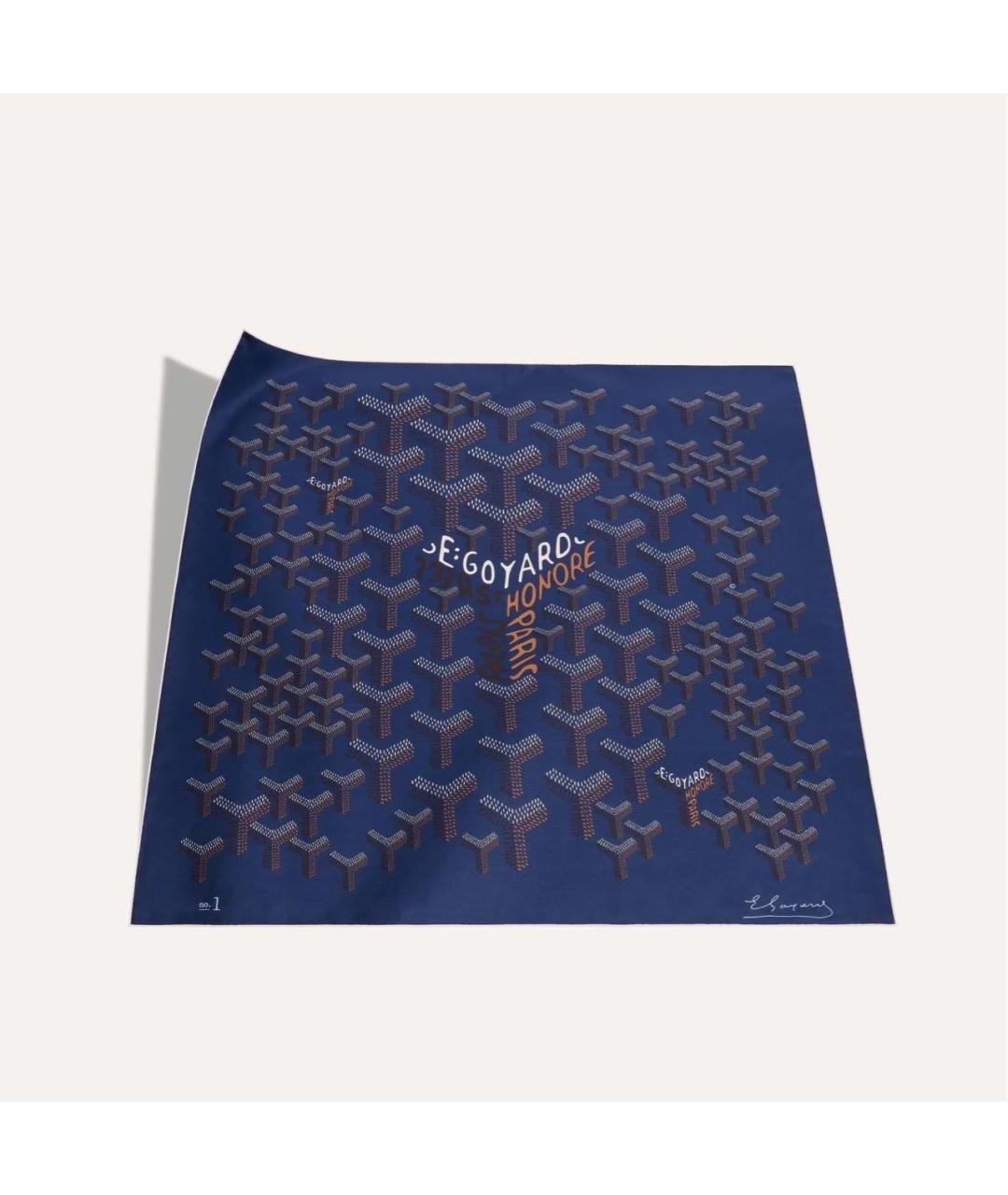 GOYARD Синий шелковый платок, фото 5