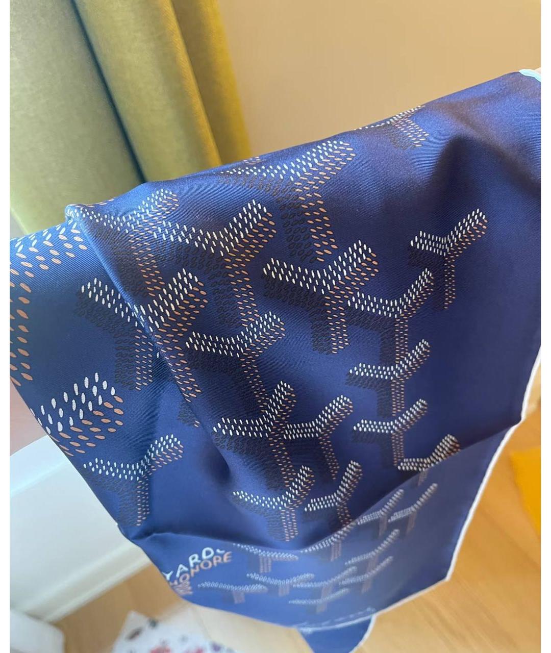 GOYARD Синий шелковый платок, фото 4