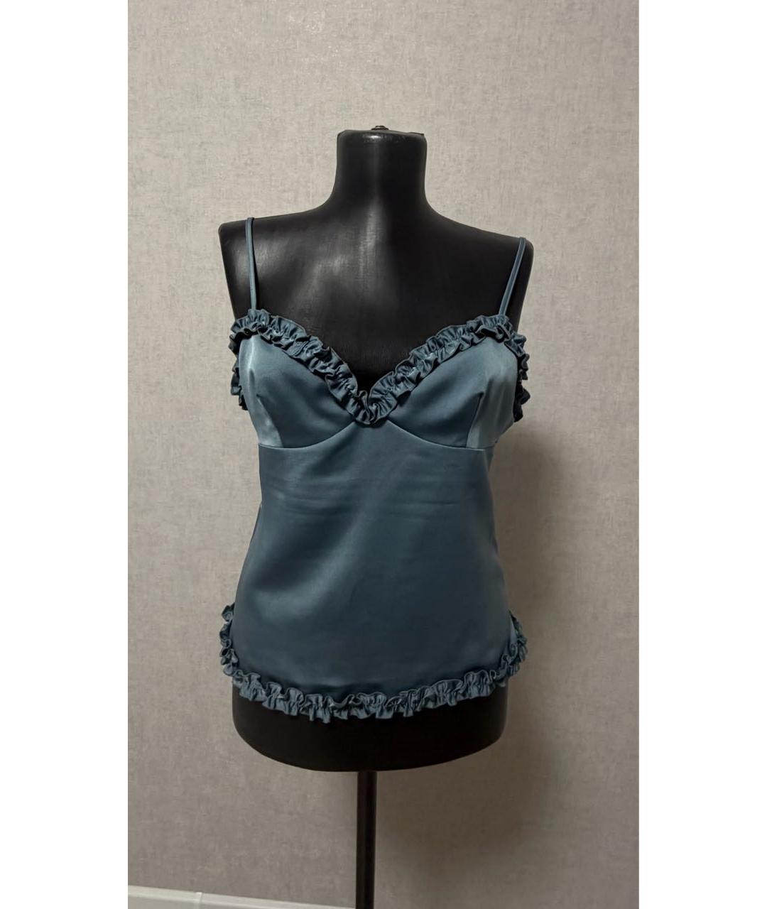 VALENTINO Бирюзовая шелковая майка, фото 3