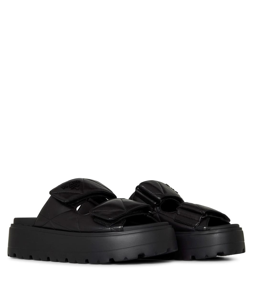 PRADA Черные кожаные сабо, фото 2