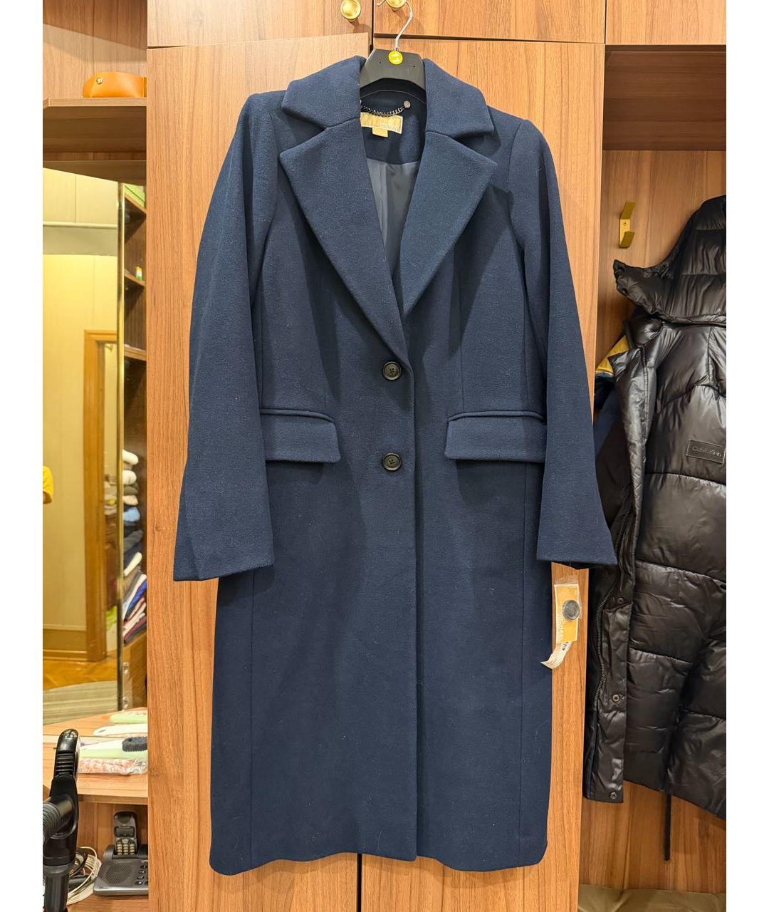 MICHAEL KORS Темно-синее шерстяное пальто, фото 7