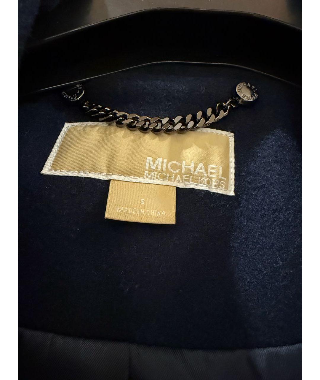 MICHAEL KORS Темно-синее шерстяное пальто, фото 3