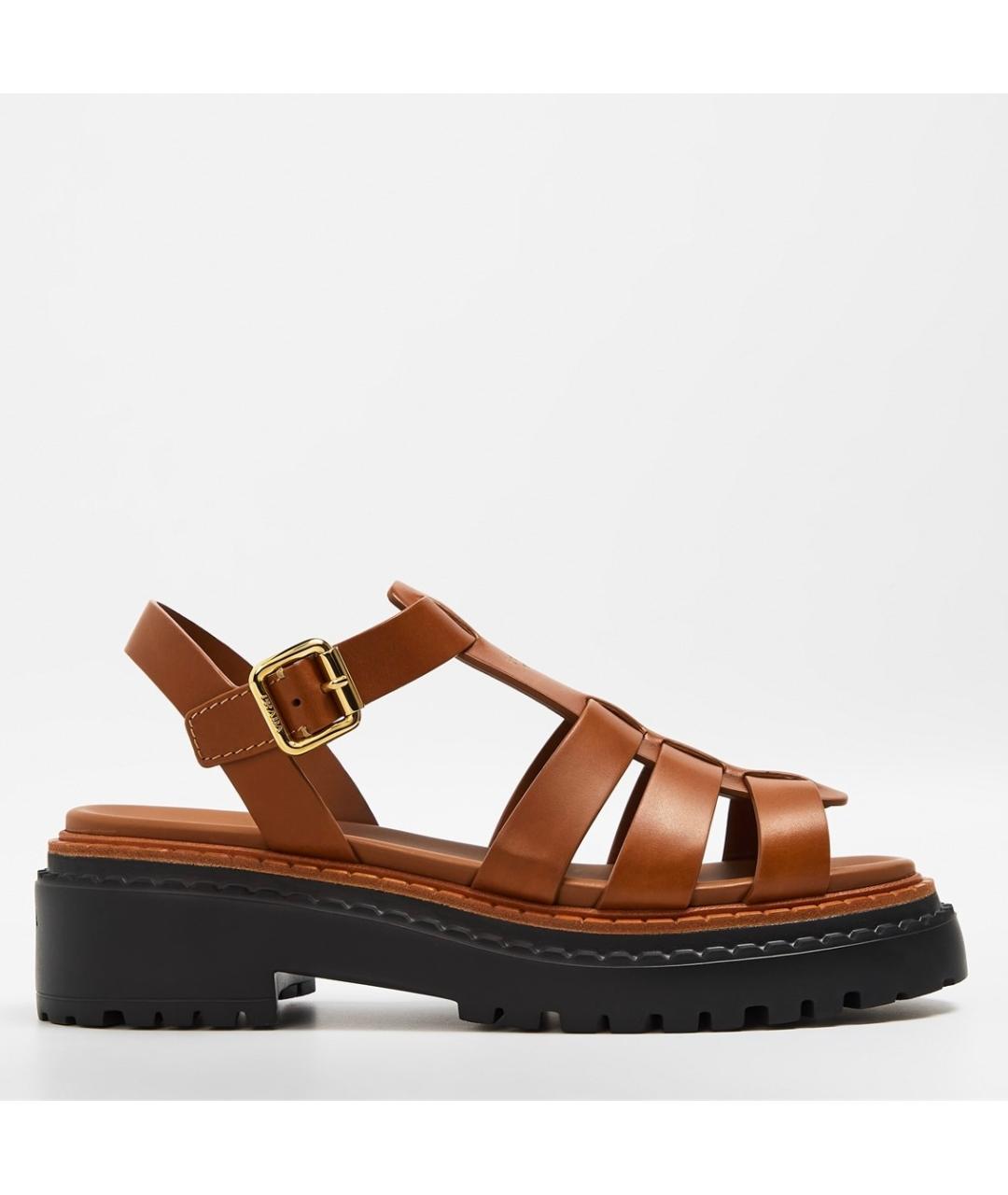 PRADA Коричневые кожаные сандалии, фото 6