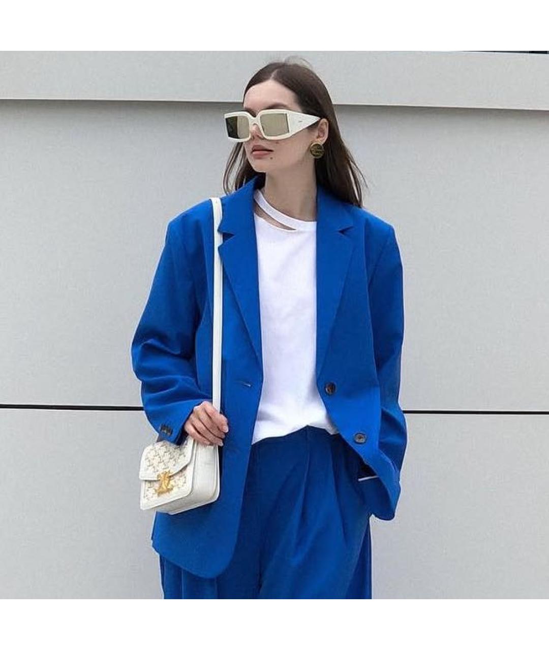 COS Синий шерстяной жакет/пиджак, фото 7