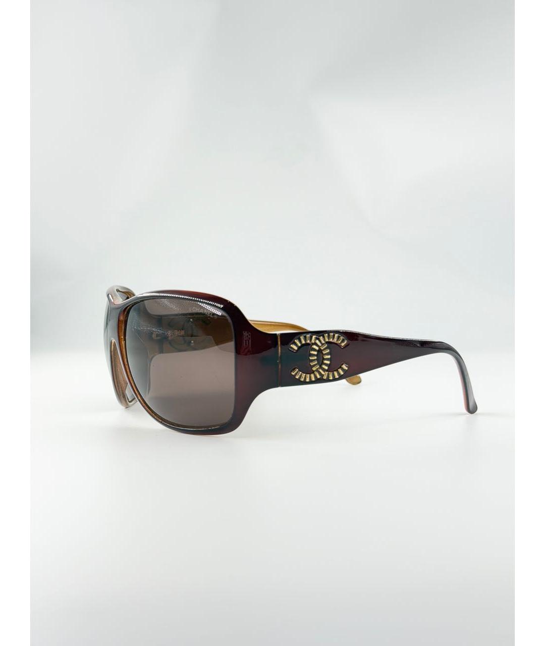 CHANEL Коричневые пластиковые солнцезащитные очки, фото 4