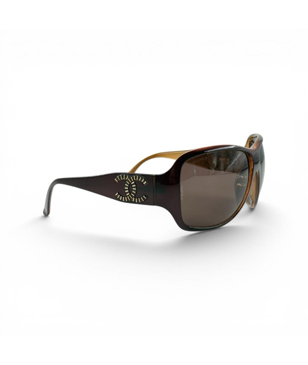 CHANEL Коричневые пластиковые солнцезащитные очки, фото 2