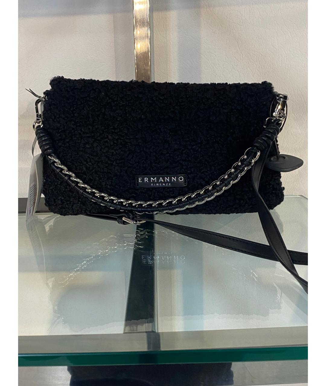 ERMANNO FIRENZE Черная меховая сумка через плечо, фото 8