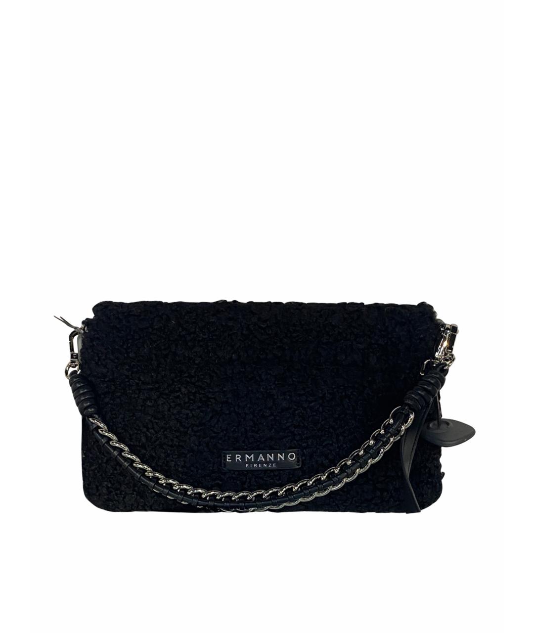 ERMANNO FIRENZE Черная меховая сумка через плечо, фото 1