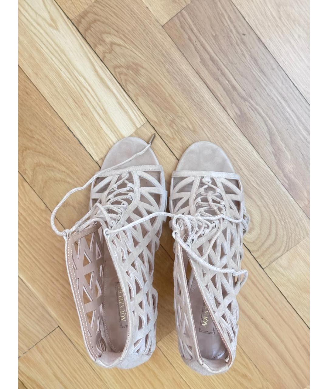 AQUAZZURA Бежевые замшевые босоножки, фото 3