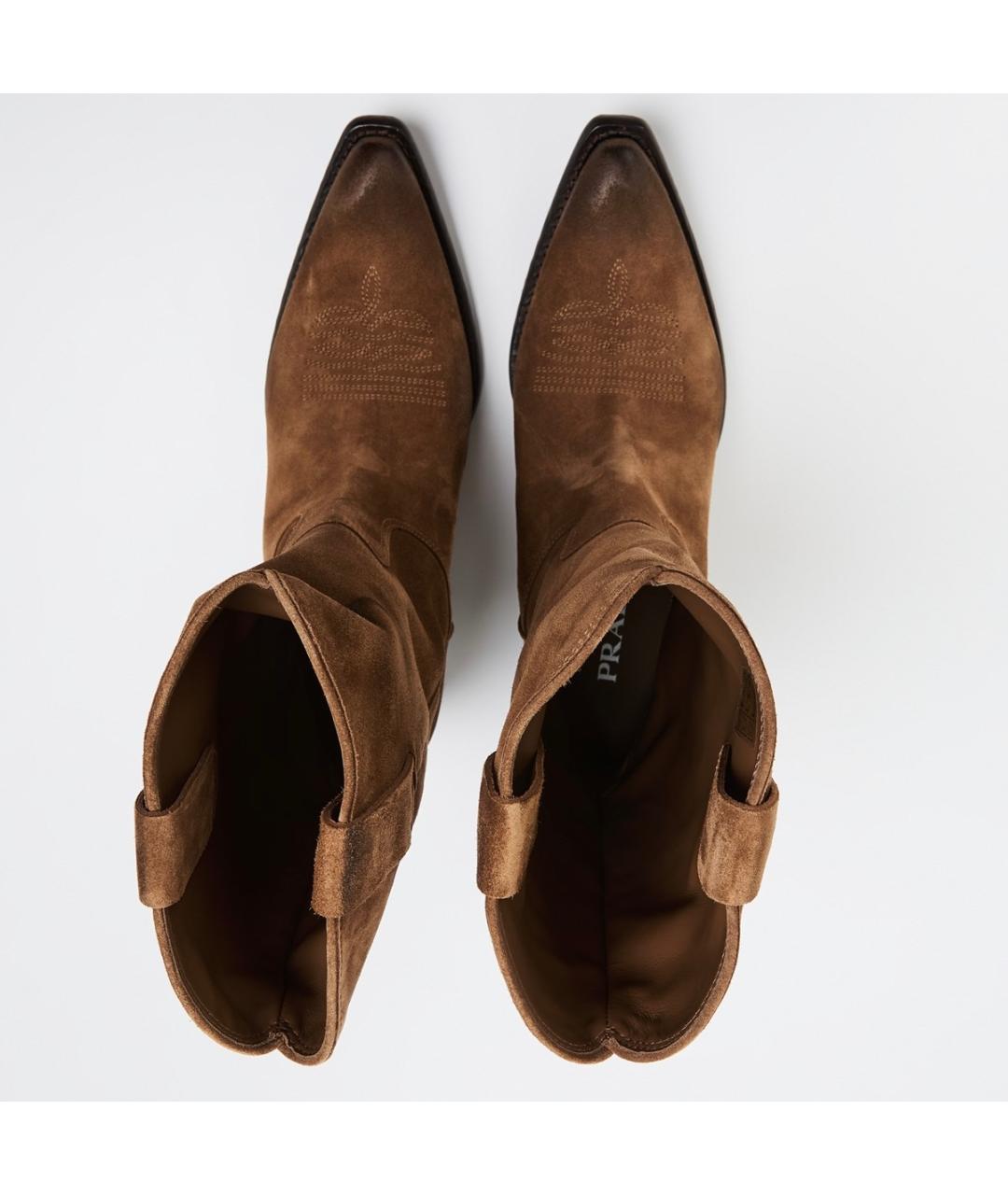 PRADA Коричневые замшевые сапоги, фото 3
