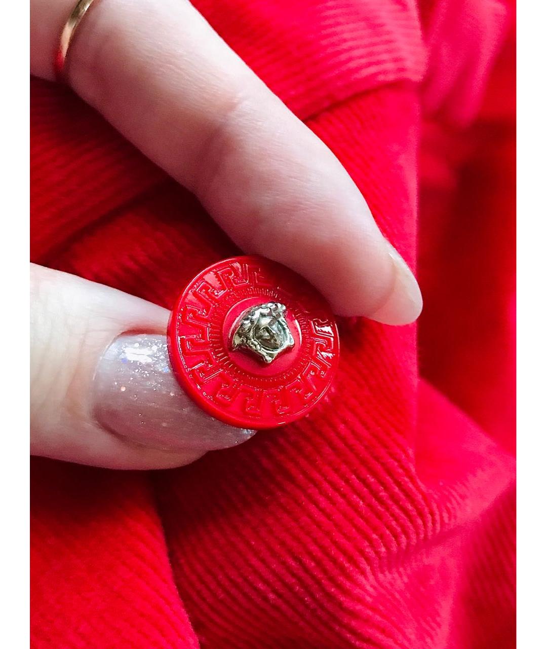 VERSACE Красные хлопковые прямые брюки, фото 6