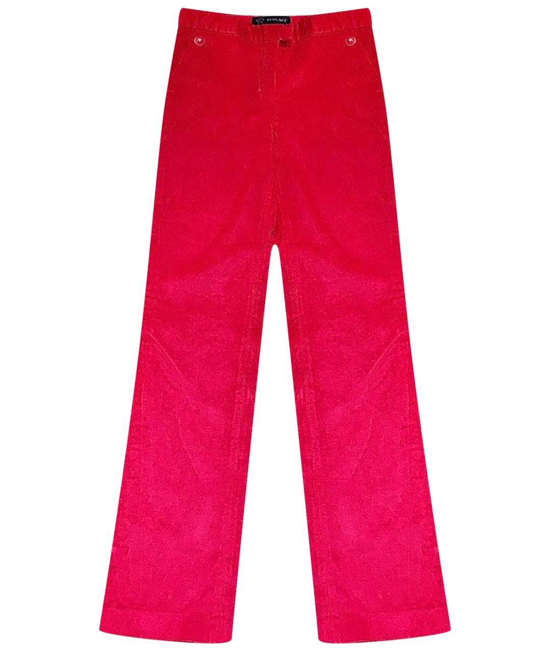 VERSACE Красные хлопковые прямые брюки, фото 1