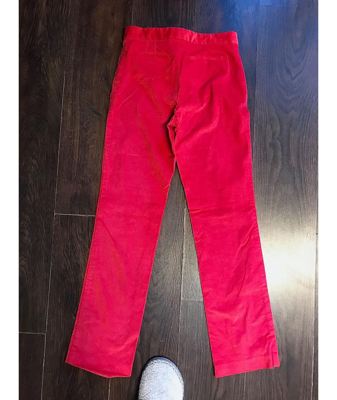 VERSACE Красные хлопковые прямые брюки, фото 2