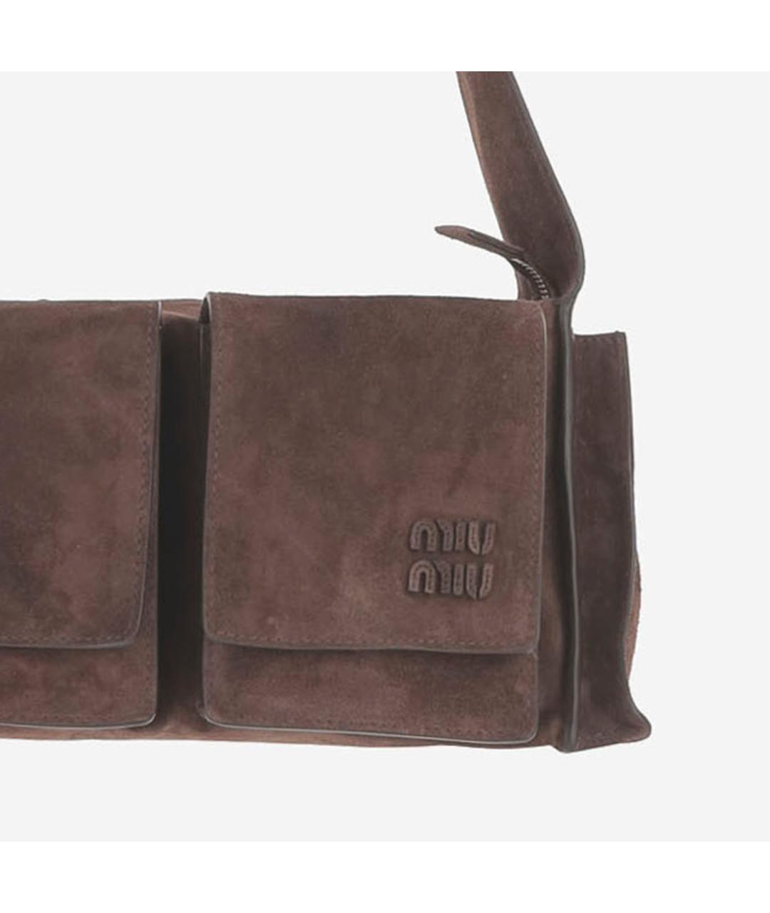 MIU MIU Коричневая замшевая сумка через плечо, фото 4