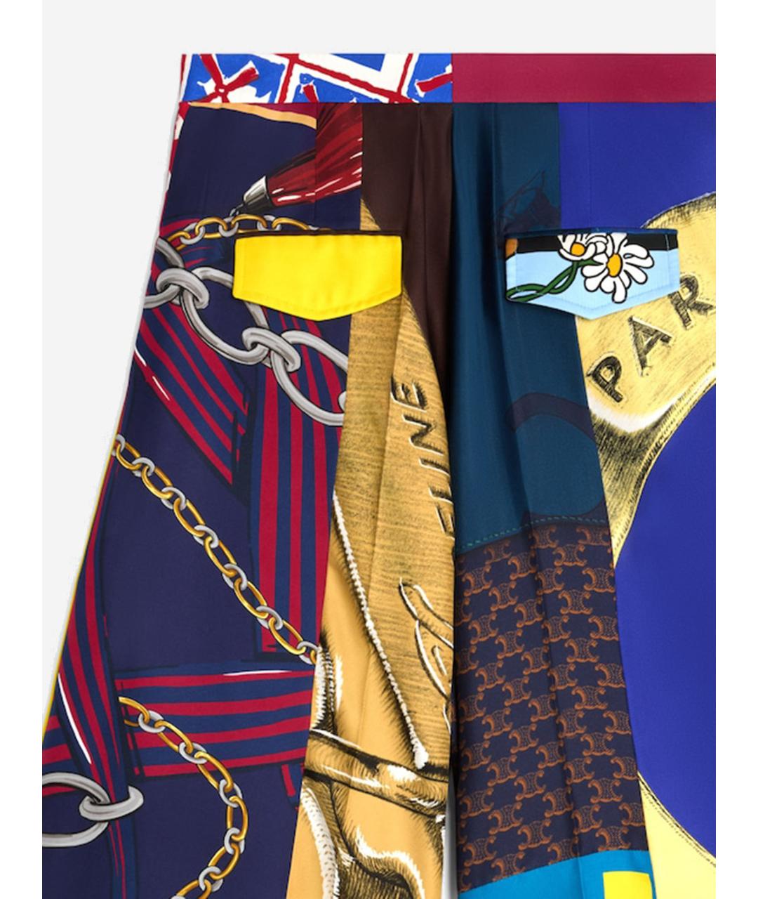 CELINE Мульти шелковые шорты, фото 3