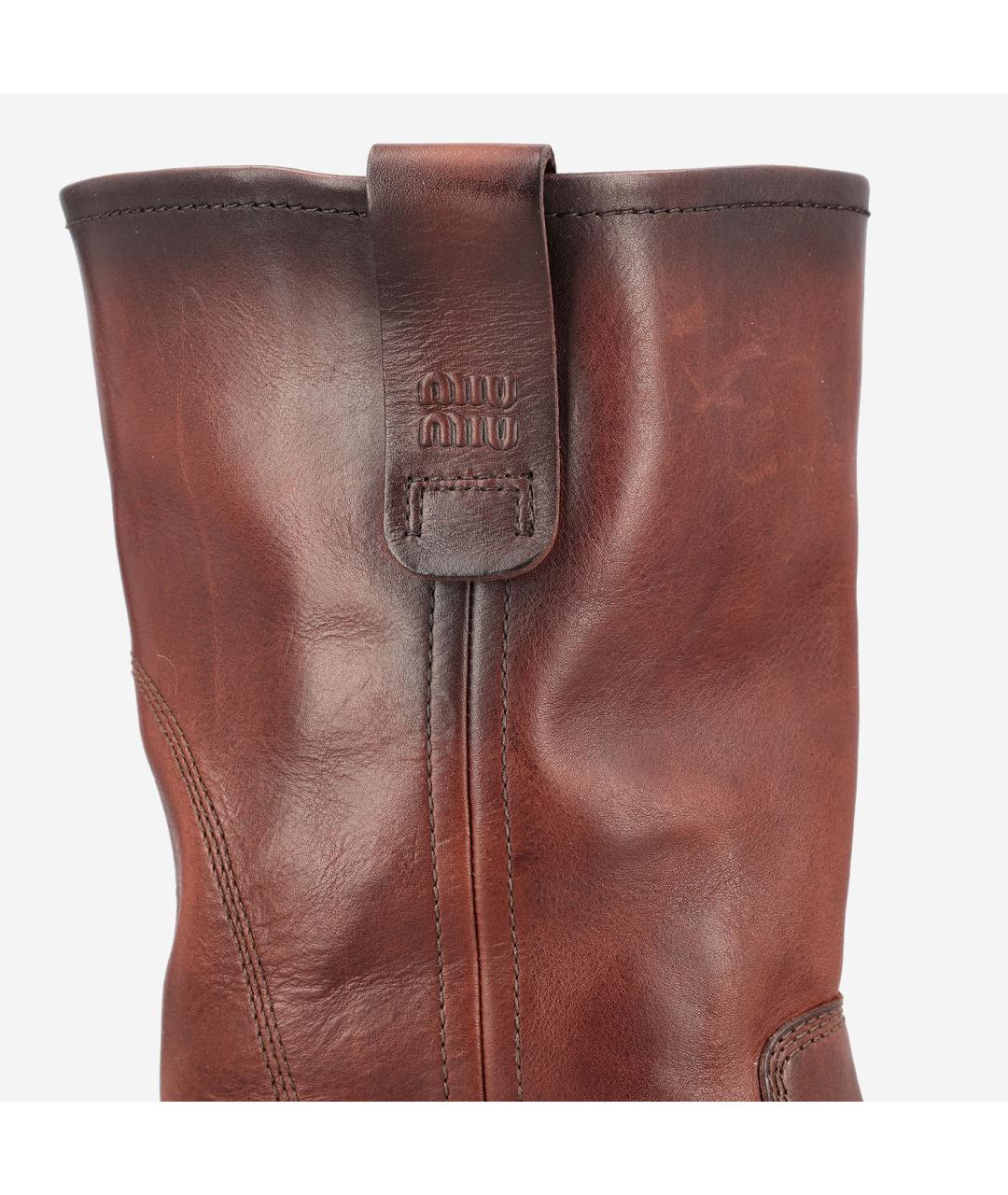 MIU MIU Коричневые кожаные сапоги, фото 4