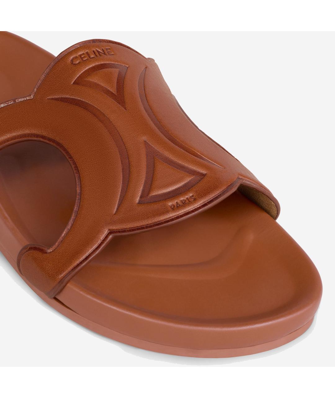 CELINE Коричневые кожаные сандалии, фото 4
