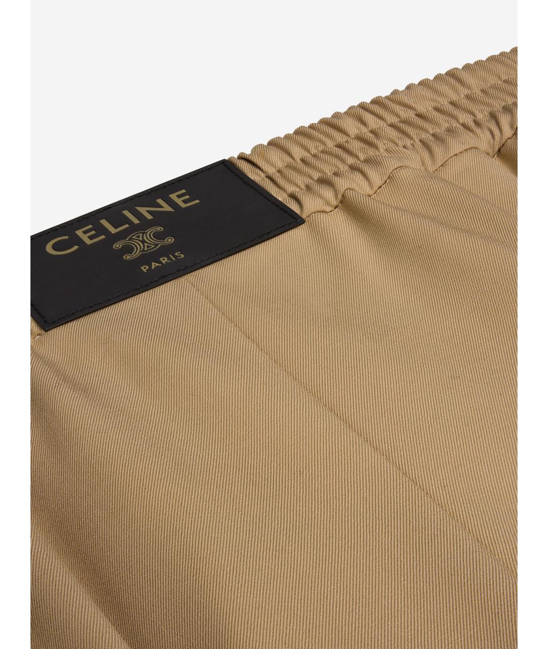 CELINE Бежевые шерстяные брюки широкие, фото 3