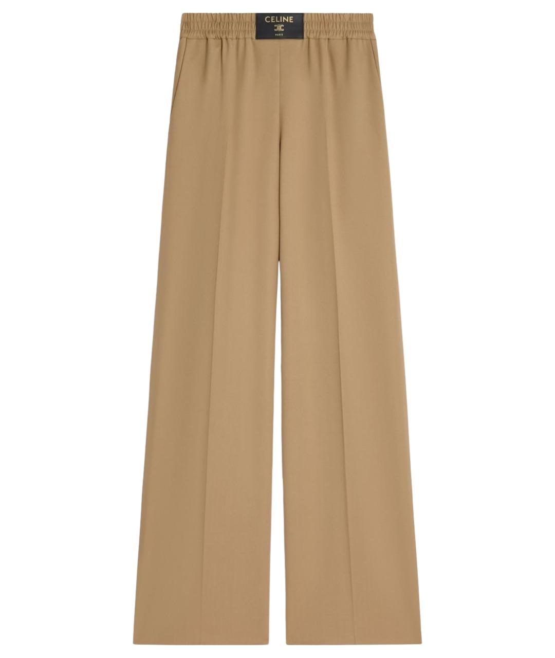 CELINE Бежевые шерстяные брюки широкие, фото 1