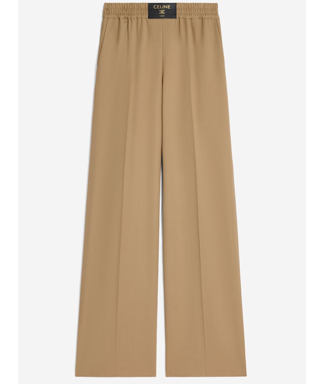 CELINE Бежевые шерстяные брюки широкие, фото 4