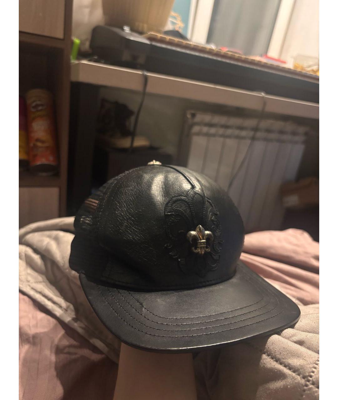 CHROME HEARTS Черная кожаная кепка/бейсболка, фото 7