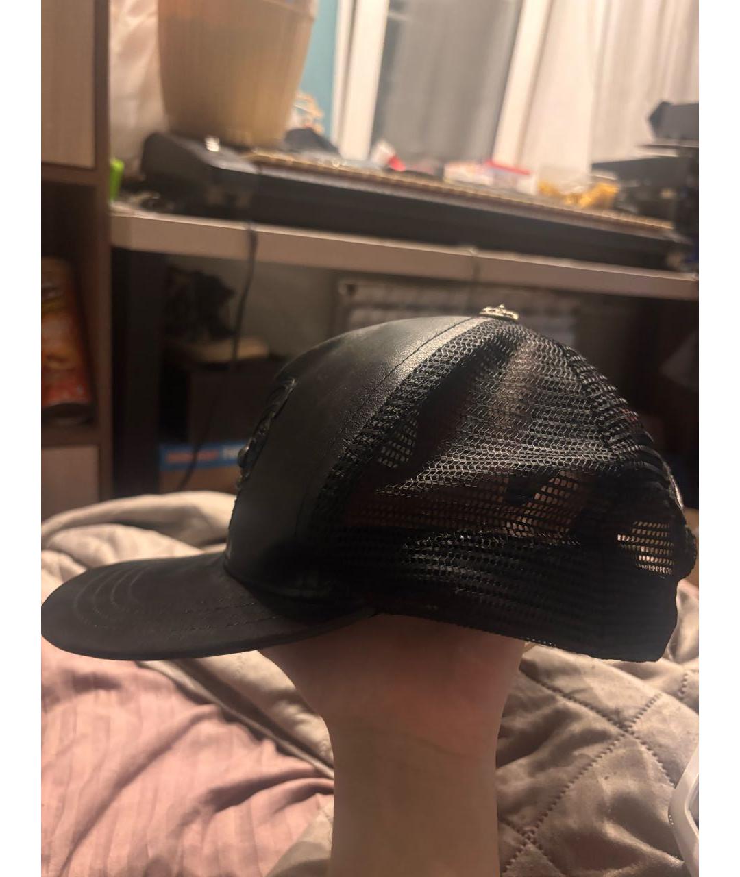 CHROME HEARTS Черная кожаная кепка/бейсболка, фото 3