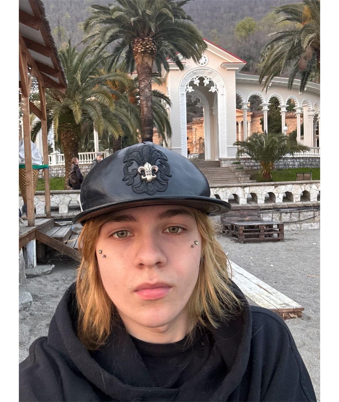 CHROME HEARTS Черная кожаная кепка/бейсболка, фото 5