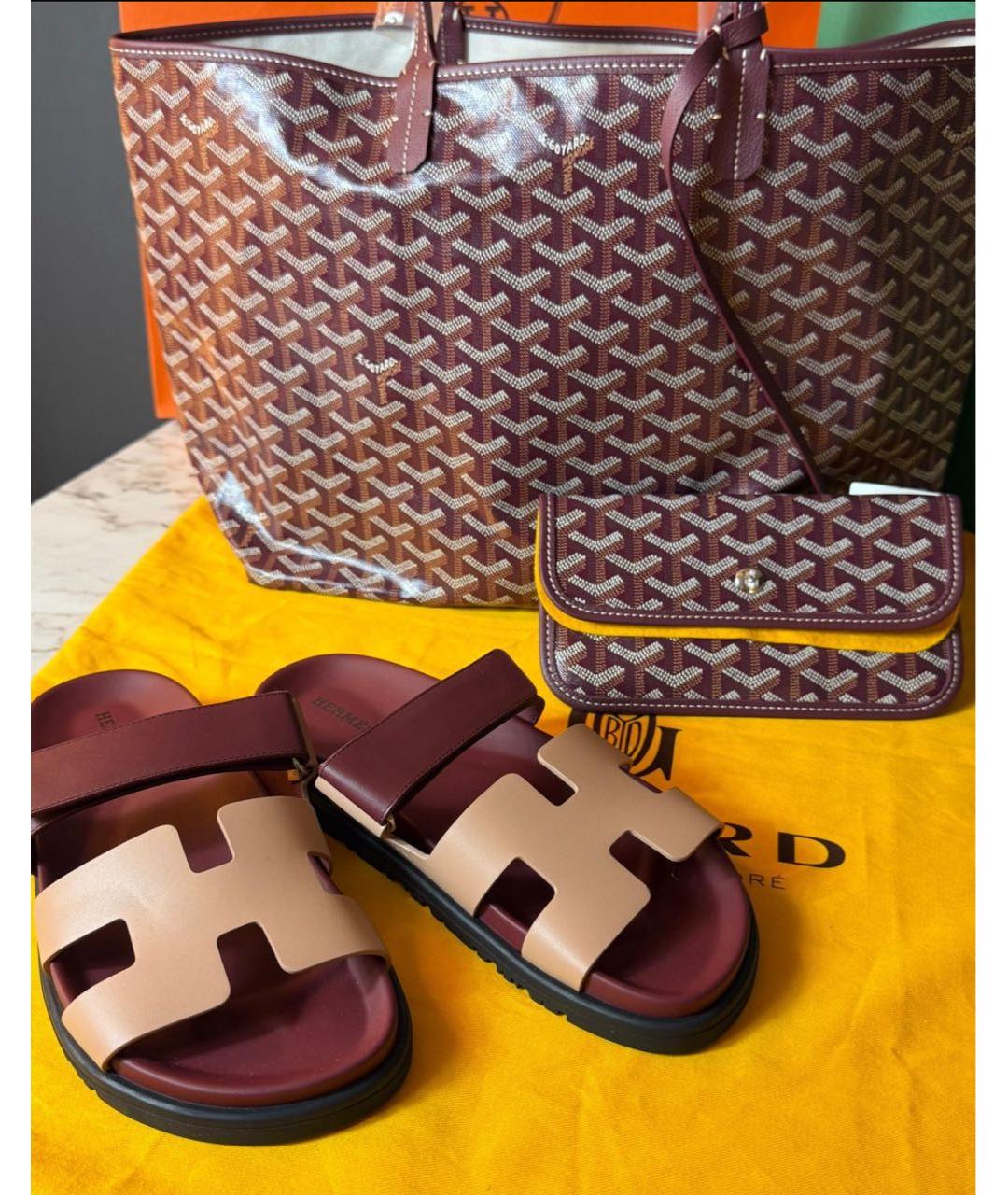 GOYARD Бордовая кожаная сумка тоут, фото 4