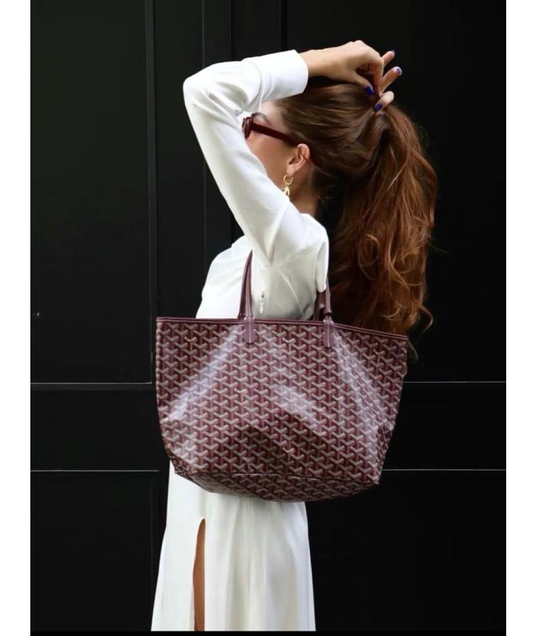 GOYARD Бордовая кожаная сумка тоут, фото 5