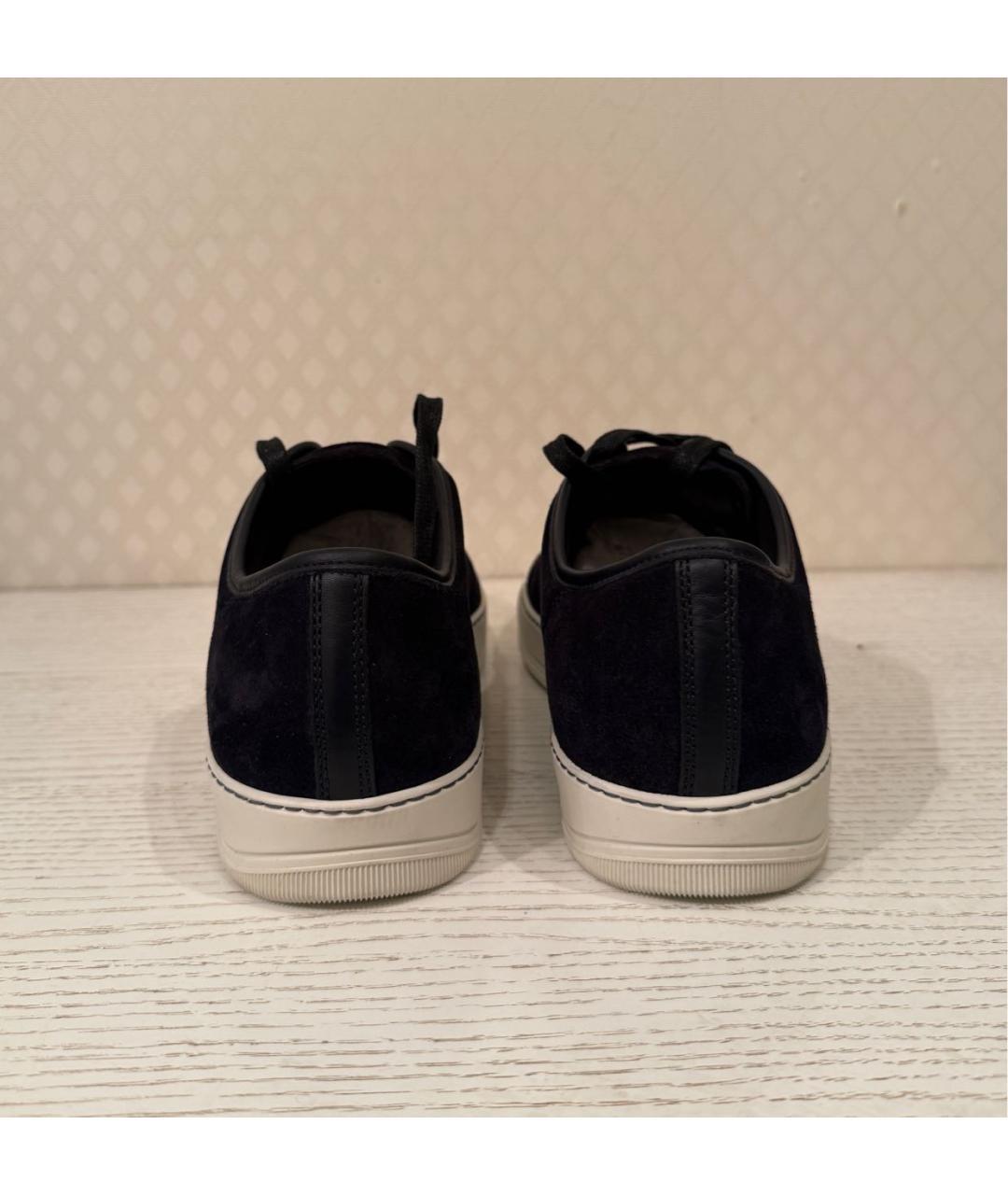 LANVIN Темно-синие замшевые низкие кроссовки / кеды, фото 4