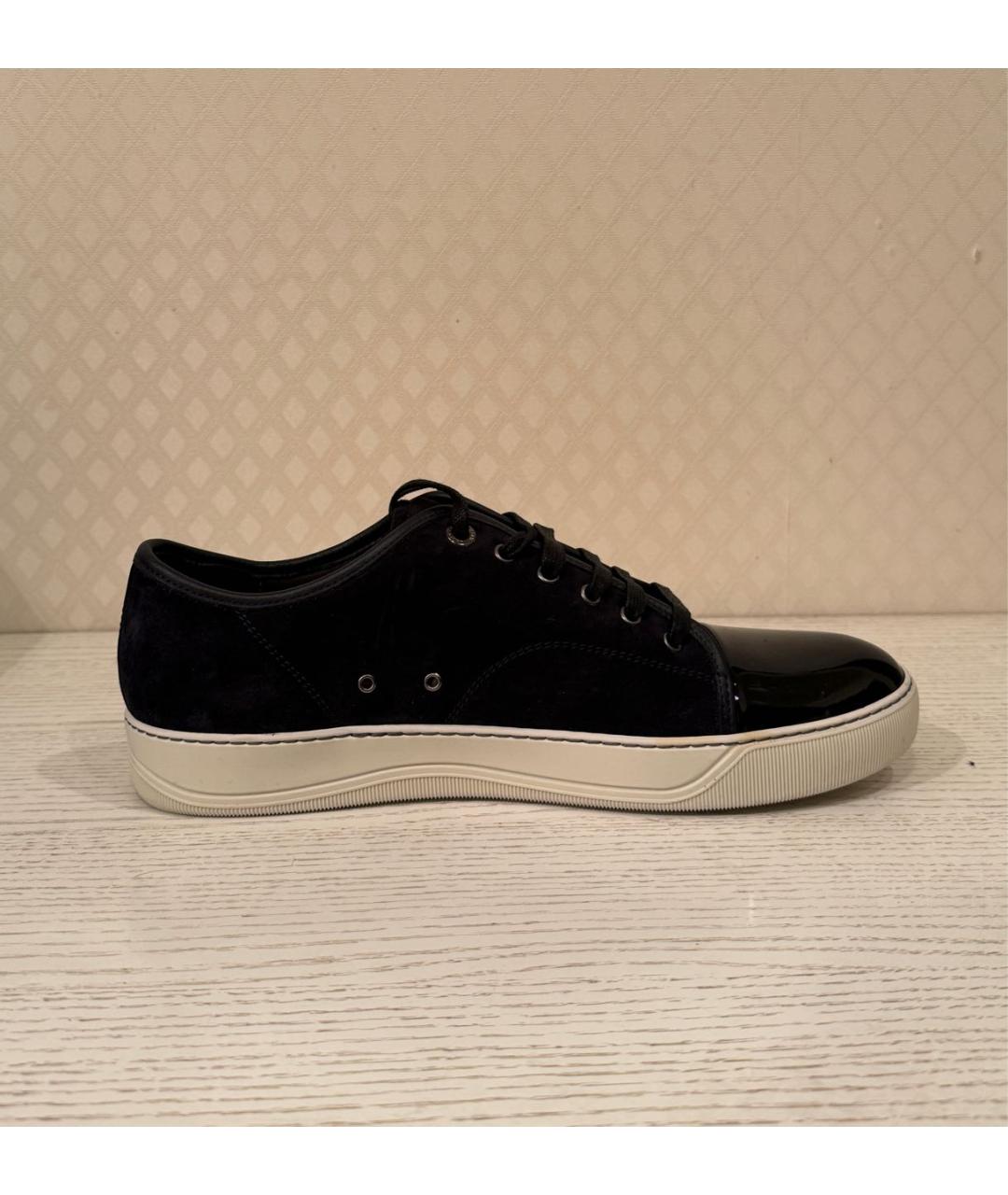 LANVIN Темно-синие замшевые низкие кроссовки / кеды, фото 9